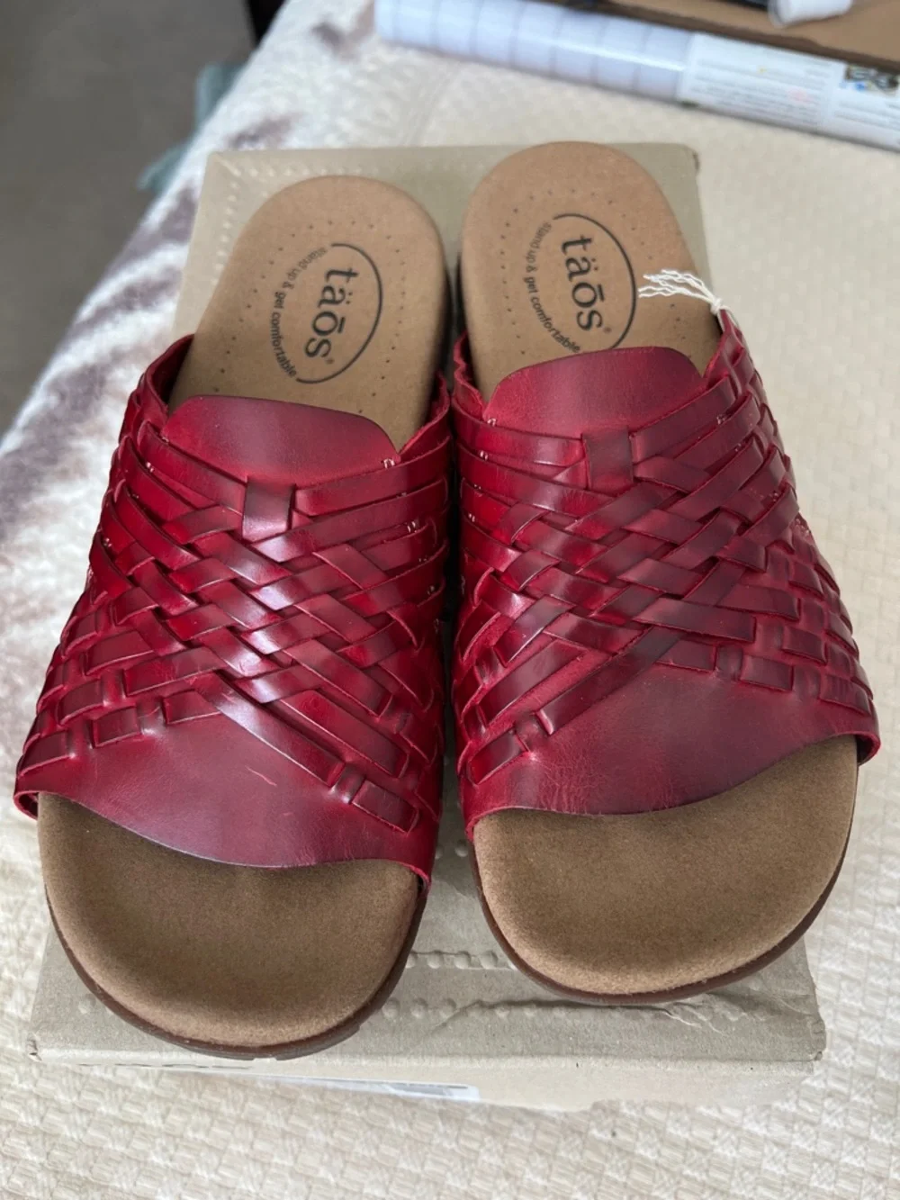 Taos Footwear Red Braided Slide Sandals - Picture 3 of 10